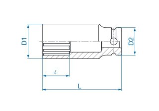 King Tony NASADKA DŁUGA UDAROWA 1/2" 1-1/4" x 80mm, 12-kąt King Tony