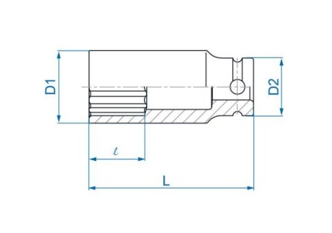 King Tony NASADKA DŁUGA UDAROWA 1/2" 1-1/4" x 80mm, 12-kąt King Tony