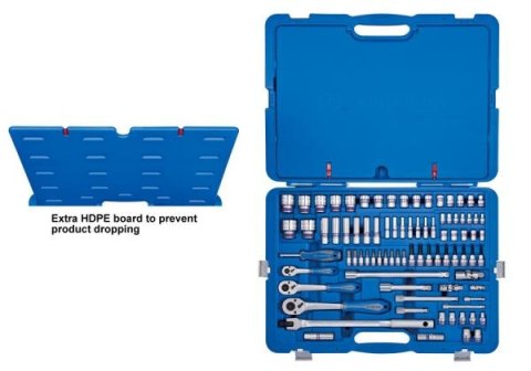 King Tony ZESTAW NASADEK 1/4"+3/8"+1/2" 119cz. 4 -32mm 6-kąt. Z AKCESORIAMI, CHROM+NARZĘDZIA UNIWERSALNE W WALIZCE PLAST. King T