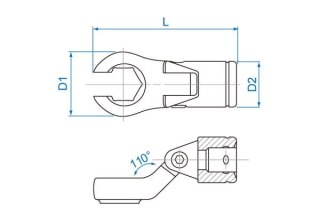 King Tony KLUCZ NASADOWY PRZEGUBOWY 3/8" DO PRZEWODÓW HAMULCOWYCH 9mm King Tony