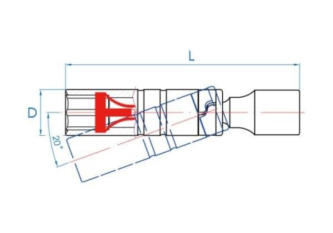 King Tony PRZEGUBOWA NASADKA DO ŚWIEC 3/8" 14mm x 155mm 12-kąt. WKŁADKA Z METALOWYM KLIPSEM King Tony