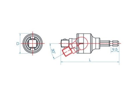 King Tony PRZEGUB KULOWY DO NASADEK 1/2" DO WKRĘTAREK 1/4" x 85mm King Tony